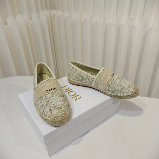 CD Granville Espadrilles Cream Cannage Tweed Sequin 632505