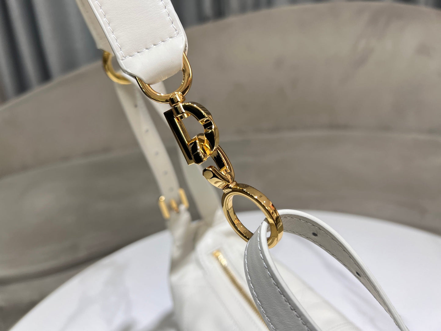 CD Jacquard Hobo Bag 23 With Chain White Calfskin