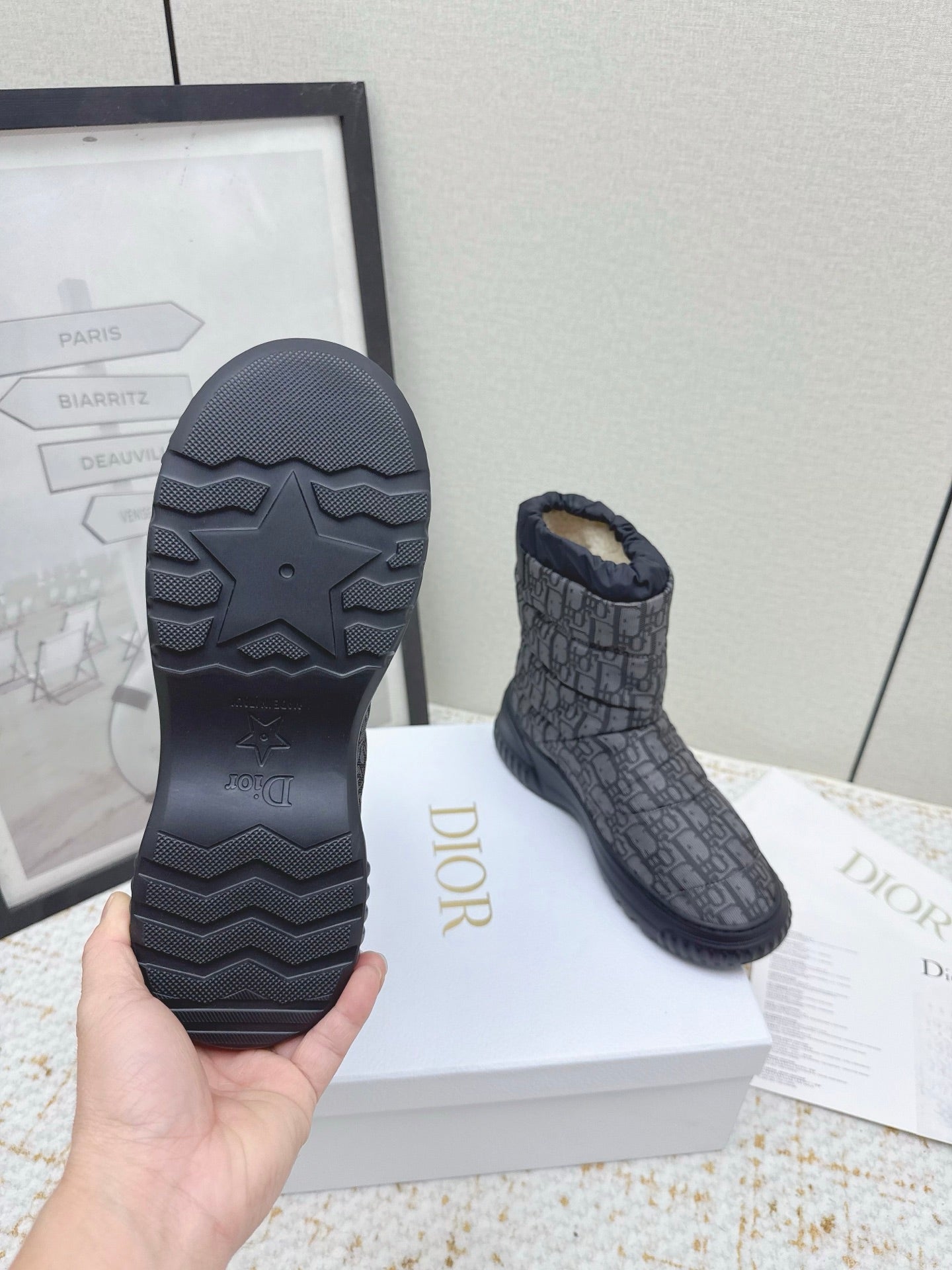 CD Alps Frost Ankle Boot Black Oblique Quilted Nylon 530133
