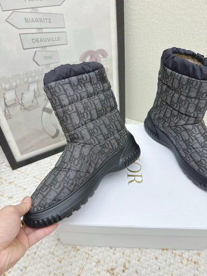 CD Alps Frost Ankle Boot Black Oblique Quilted Nylon 530133