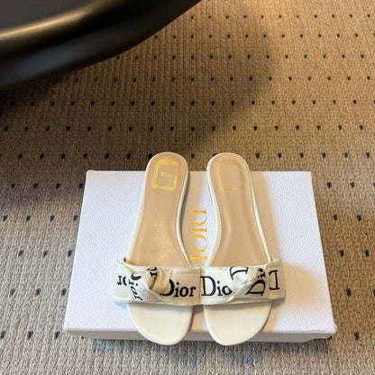 CD 26s J'Adior Slide White Embroidered Cotton 820048