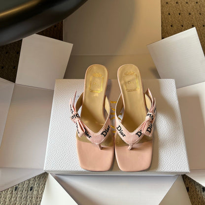 CD 26s Dway Thong Sandal Light Pink Cotton Lambskin 918055