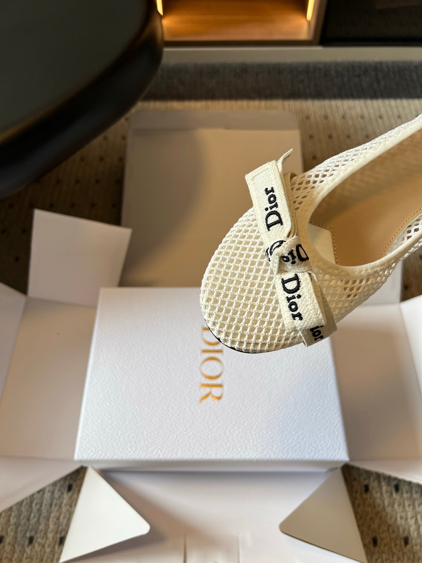 CD 26s J'Adior Ballet Flat Cream Mesh 903404