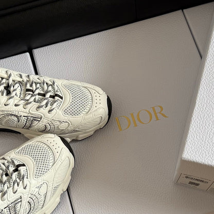 Dior 25 Chrono Sneakers Black Cream Mesh Calfskin 531389