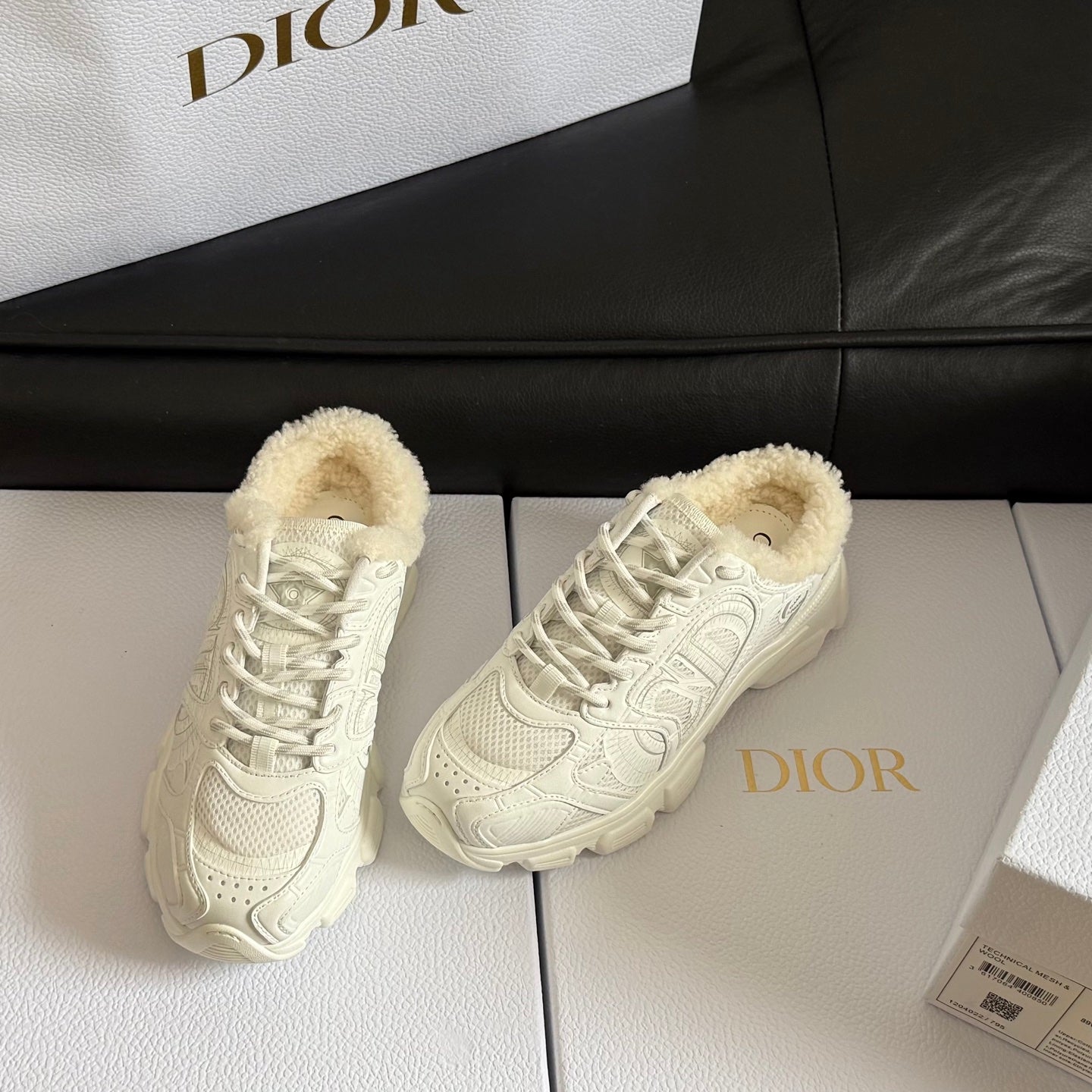 Dior 25 Chrono Sneakers White Mesh Calfskin 531395