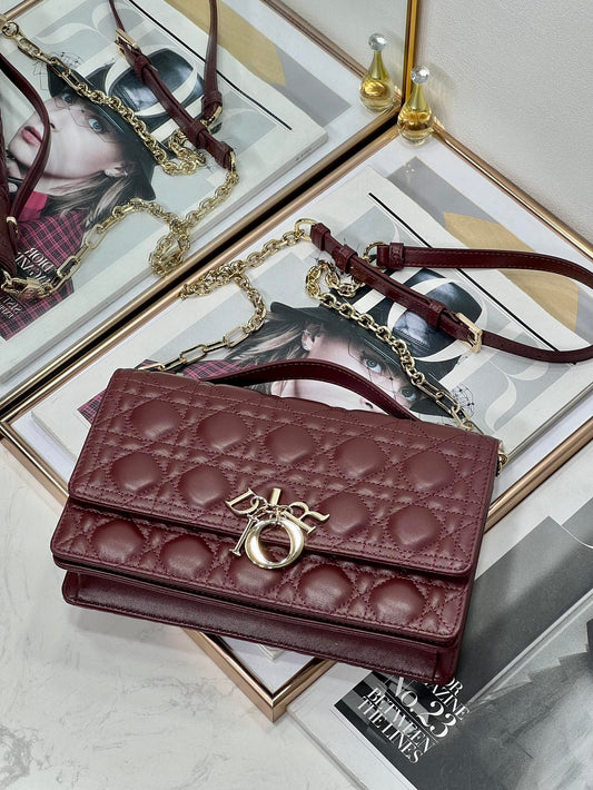 MY CD 24 TOP HANDLE BAG BURGUNDY LAMBSKIN