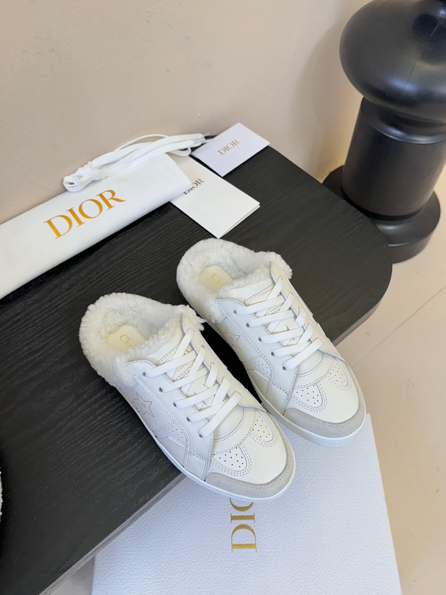 Dior 25 Star Sneaker White Black Suede Cowhide 530613