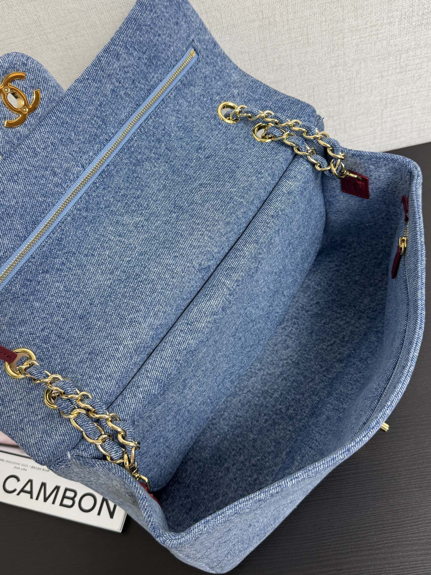 Chanel 2026 Flap Bag Blue Gold Denim