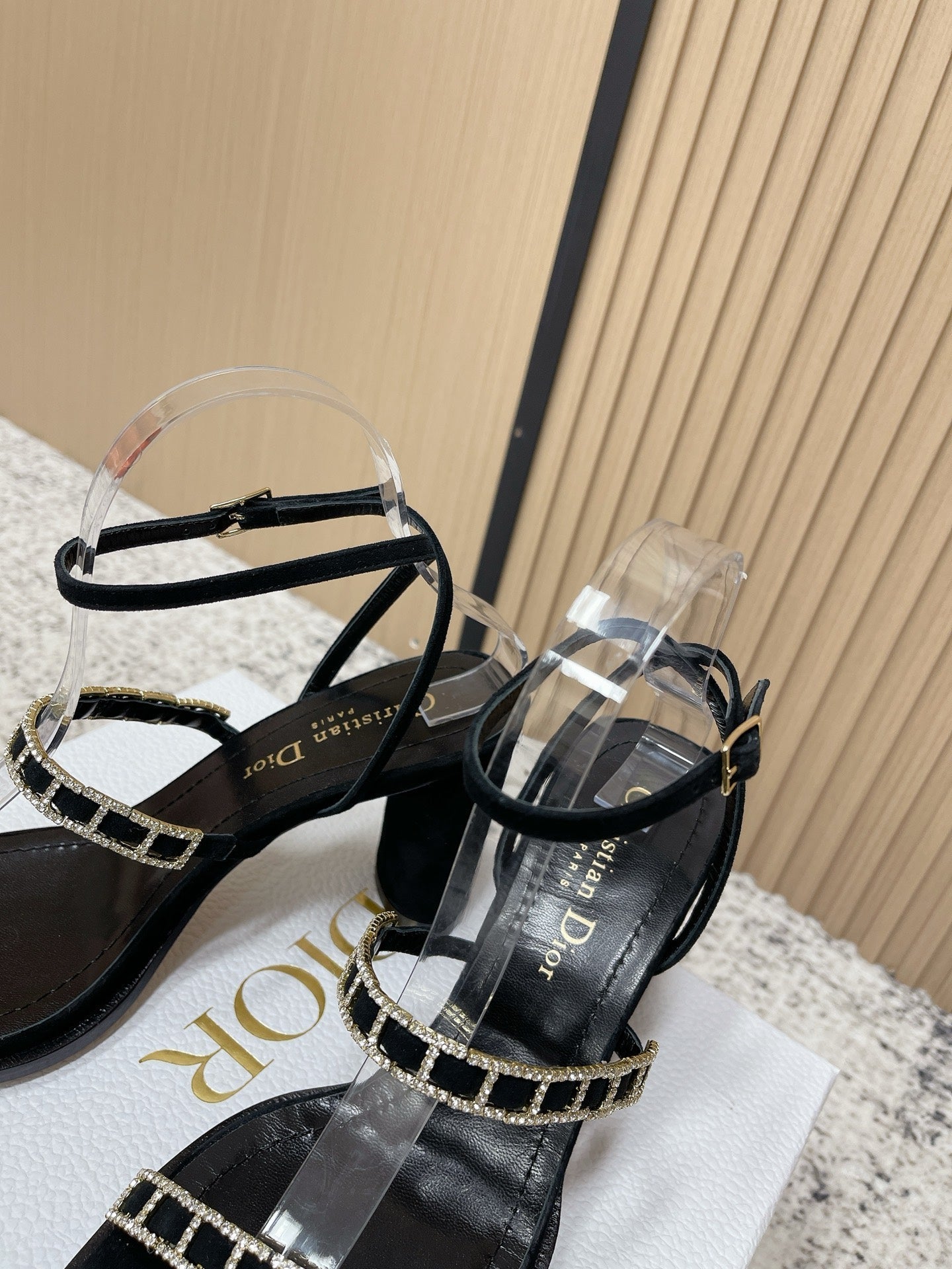 CD 26s High Heel Sandals 80 Black Genuine Leather 643496