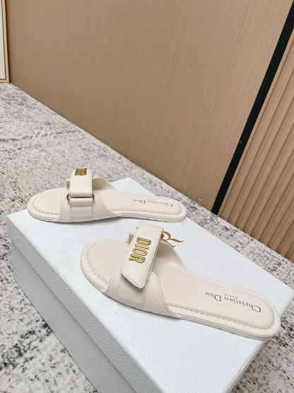 CD Dioriviera Dioract Slides White Cowhide 752400