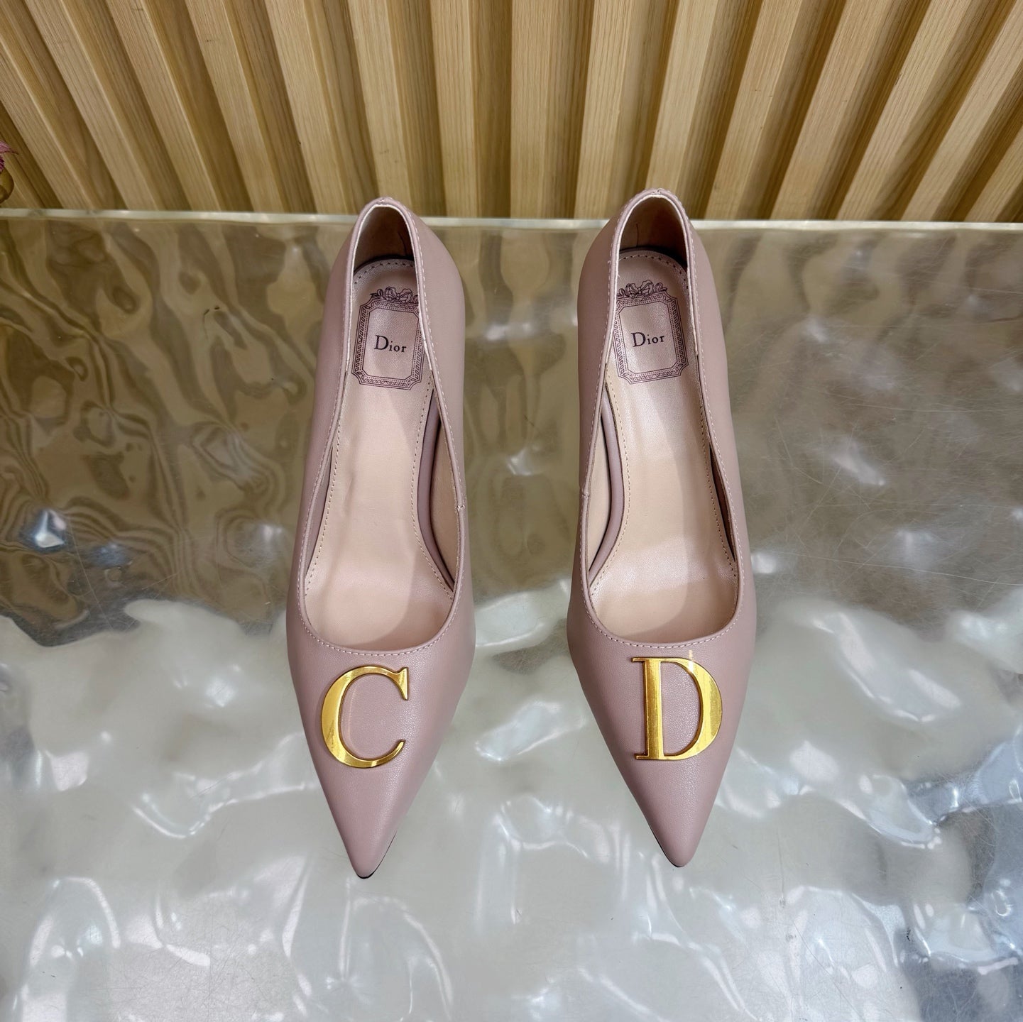 CD Buckle High-Heeled Elegant Shoes 85mm Dusty Rose Cowhide 537718