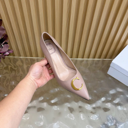 CD Buckle High-Heeled Elegant Shoes 85mm Dusty Rose Cowhide 537718