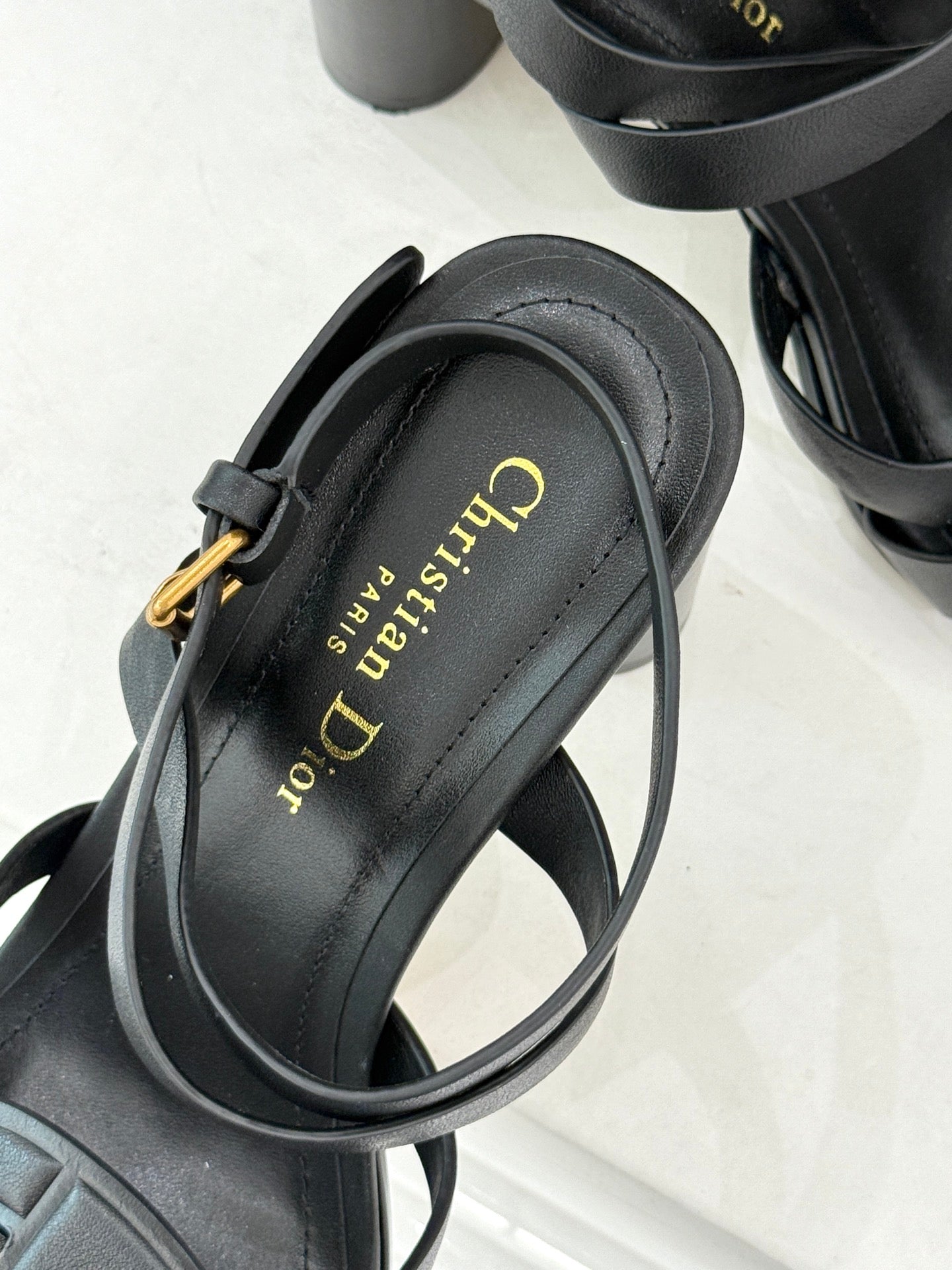 CD D-Club Heeled Sandal 80mm Black Calfskin 473834