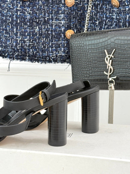 CD D-Club Heeled Sandal 80mm Black Calfskin 473834