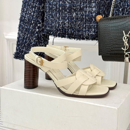 CD D-Club Heeled Sandal 80mm Cream Calfskin 473830