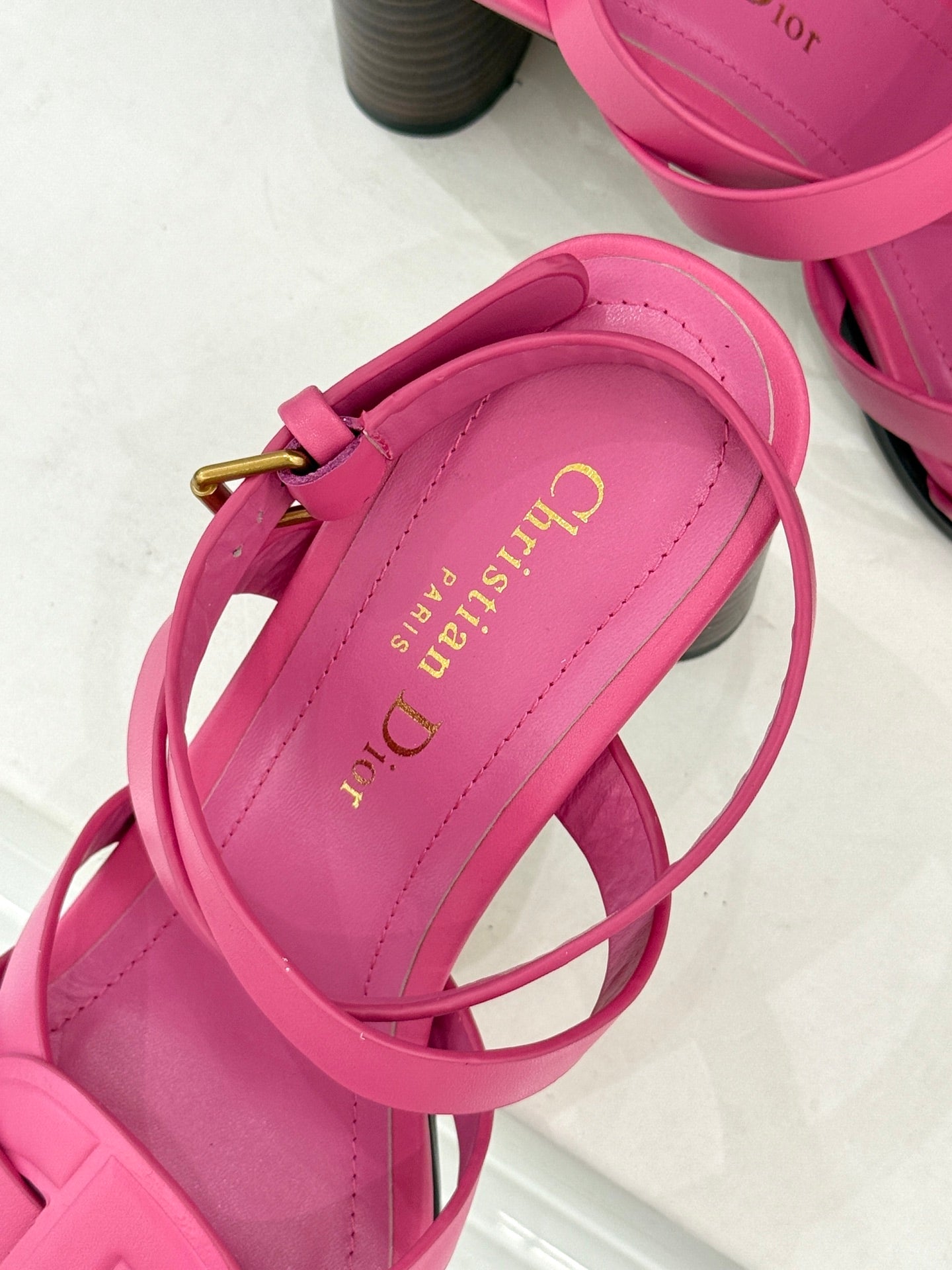 CD D-Club Heeled Sandal 80mm Pink Calfskin 473832