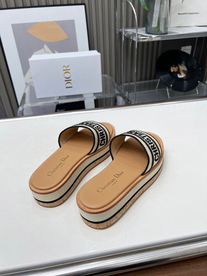CD Dway 40 Brown Canvas Platform Sandal 218500