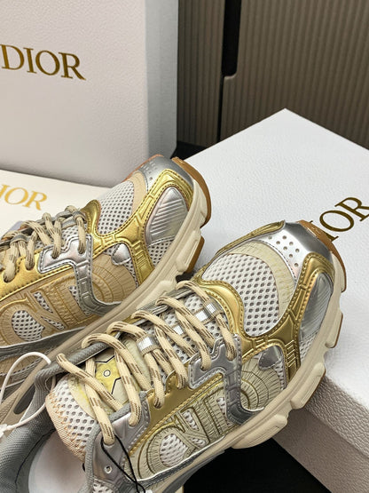 CD Chrono Sneaker Gold Sliver Mesh Calfskin 905021