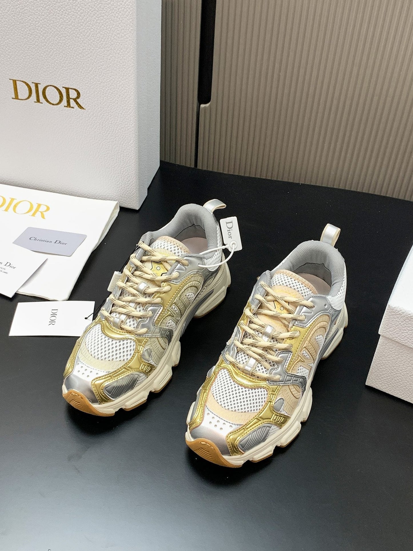 CD Chrono Sneaker Gold Sliver Mesh Calfskin 905021