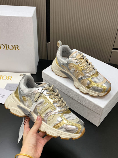 CD Chrono Sneaker Gold Sliver Mesh Calfskin 905021