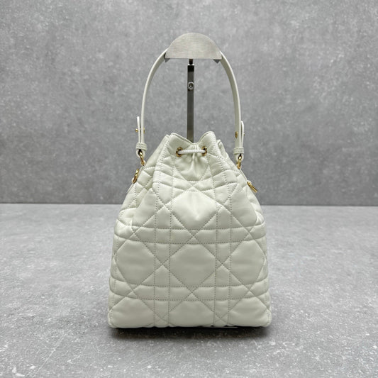 Dior 2025 Coconut Bucket Bag 25cm White Lambskin