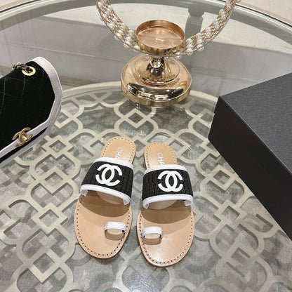 Chanel 2026 Newest Double C Slippers Leather Sheepskin 834459