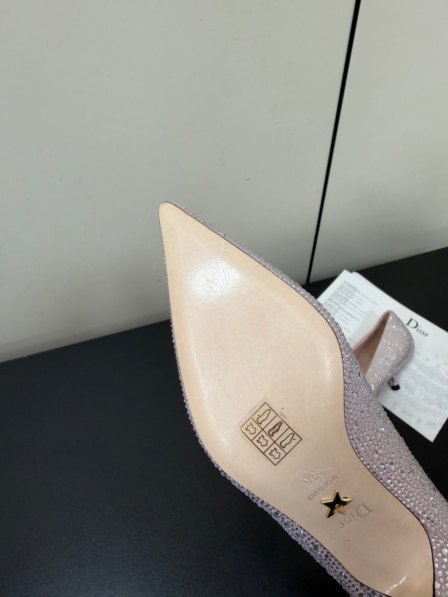 CD Heel Pointed Toe Rhinestone Slignback 3.5 Pink Suede 619565