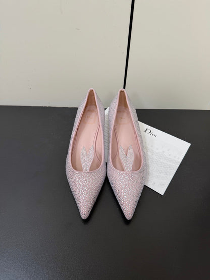 CD 26s Pointed-Toe High Heels 35mm In Pink Suede Crystal