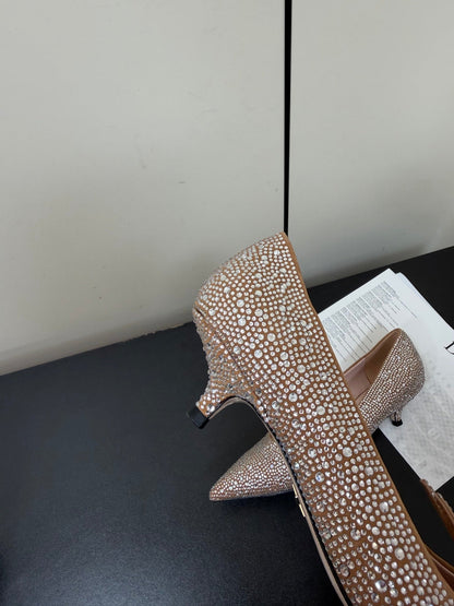 CD 26s Pointed-Toe High Heels 35mm In Nude Suede Crystal