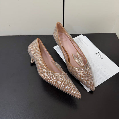CD 26s Pointed-Toe High Heels 35mm In Nude Suede Crystal