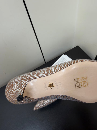 CD 26s Pointed-Toe High Heels 35mm In Nude Suede Crystal