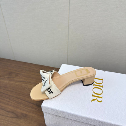 CD 26s J'Adior Chunky Heel 4.5cm Beige Canvas Lambskin 922451