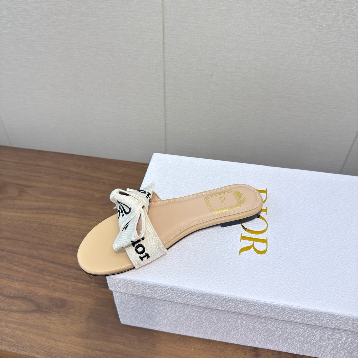 CD 26s J'Adior Slides Beige Canvas Lambskin 922455