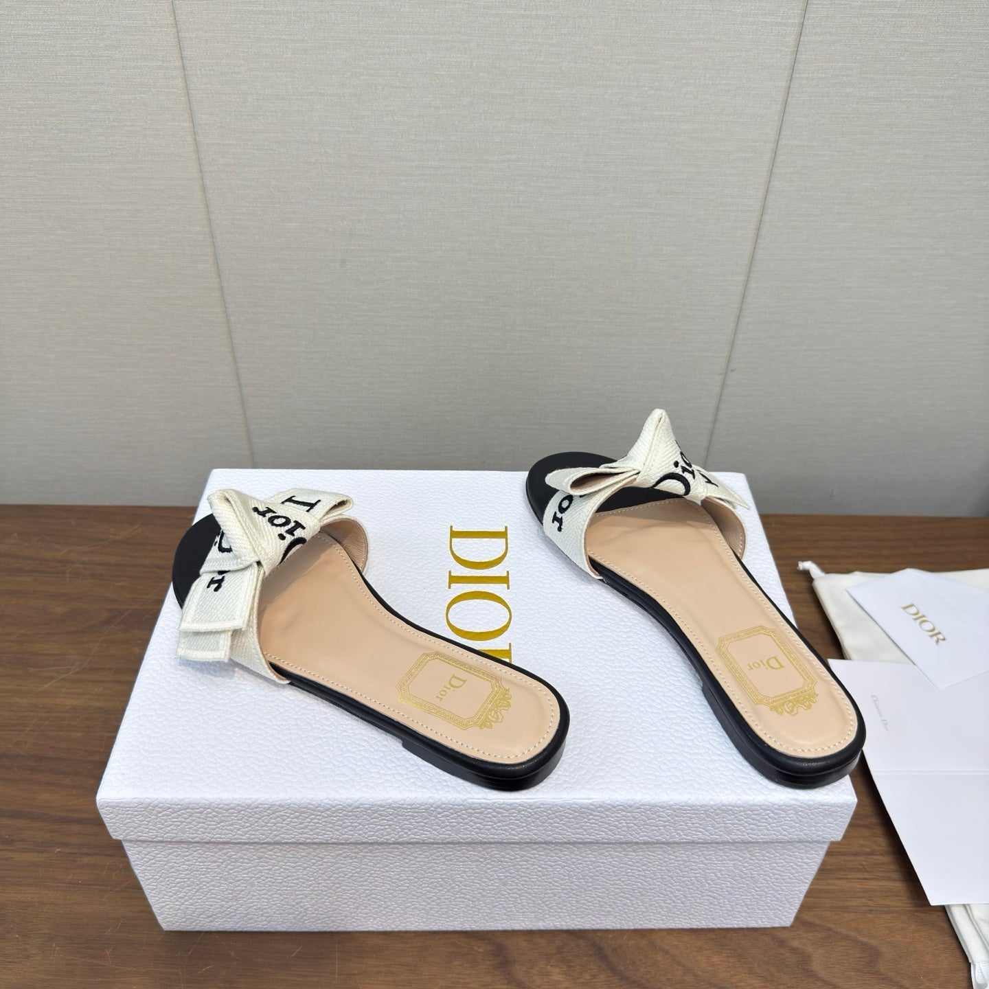 CD 26s J'Adior Slides Black Canvas Lambskin 922456