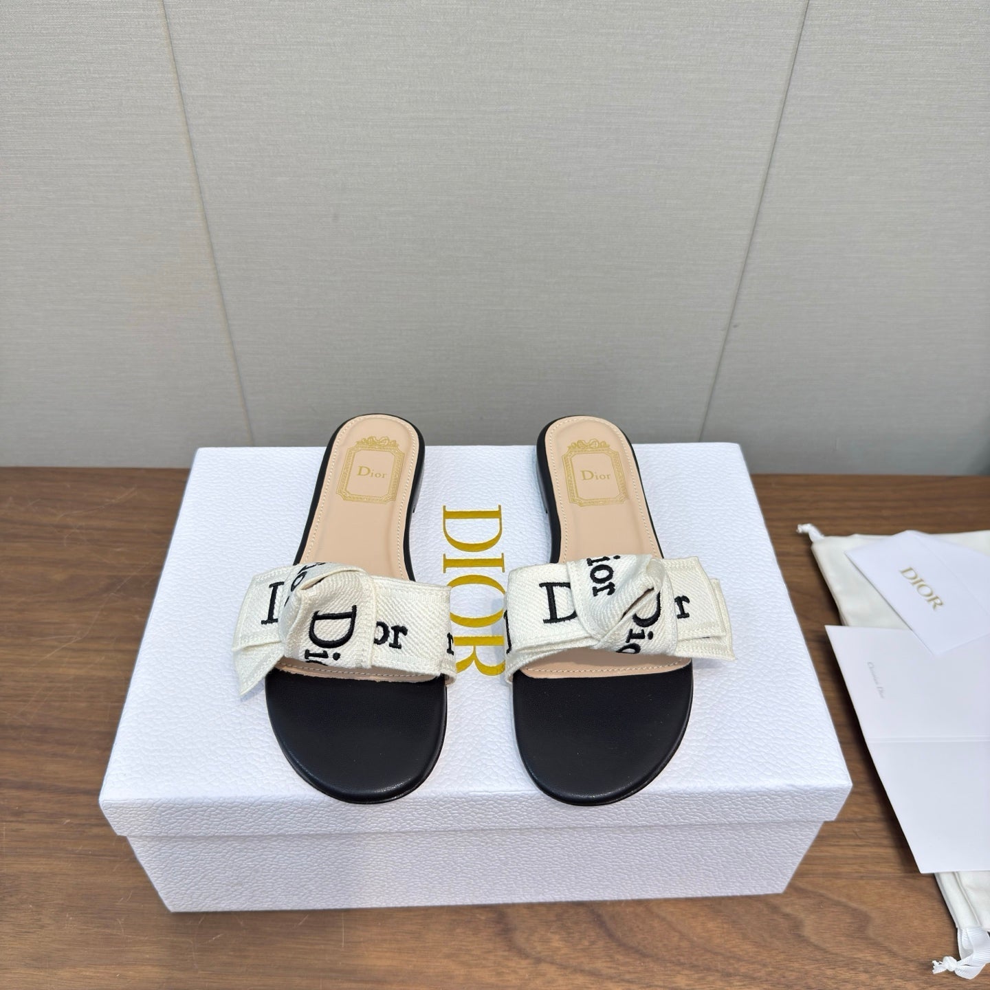 CD 26s J'Adior Slides Black Canvas Lambskin 922456