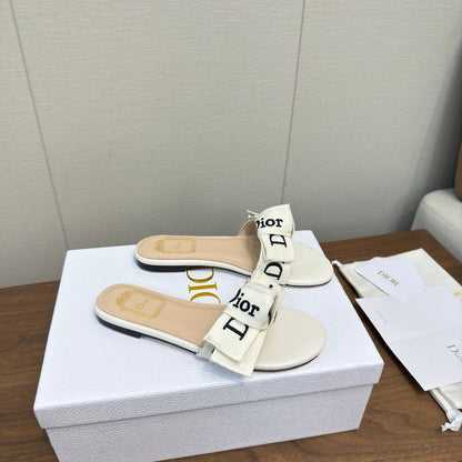 CD 26s J'Adior Slides White Canvas Lambskin 922457