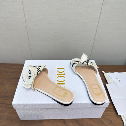 CD 26s J'Adior Slides White Canvas Lambskin 922457