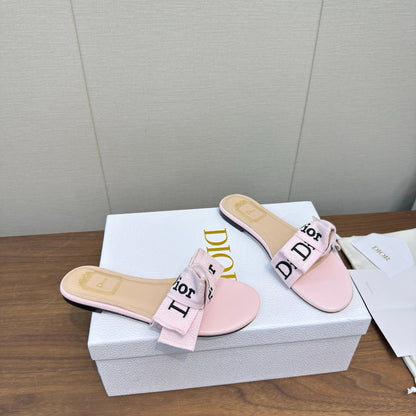 CD 26s J'Adior Slides Light Pink Canvas Lambskin 922458