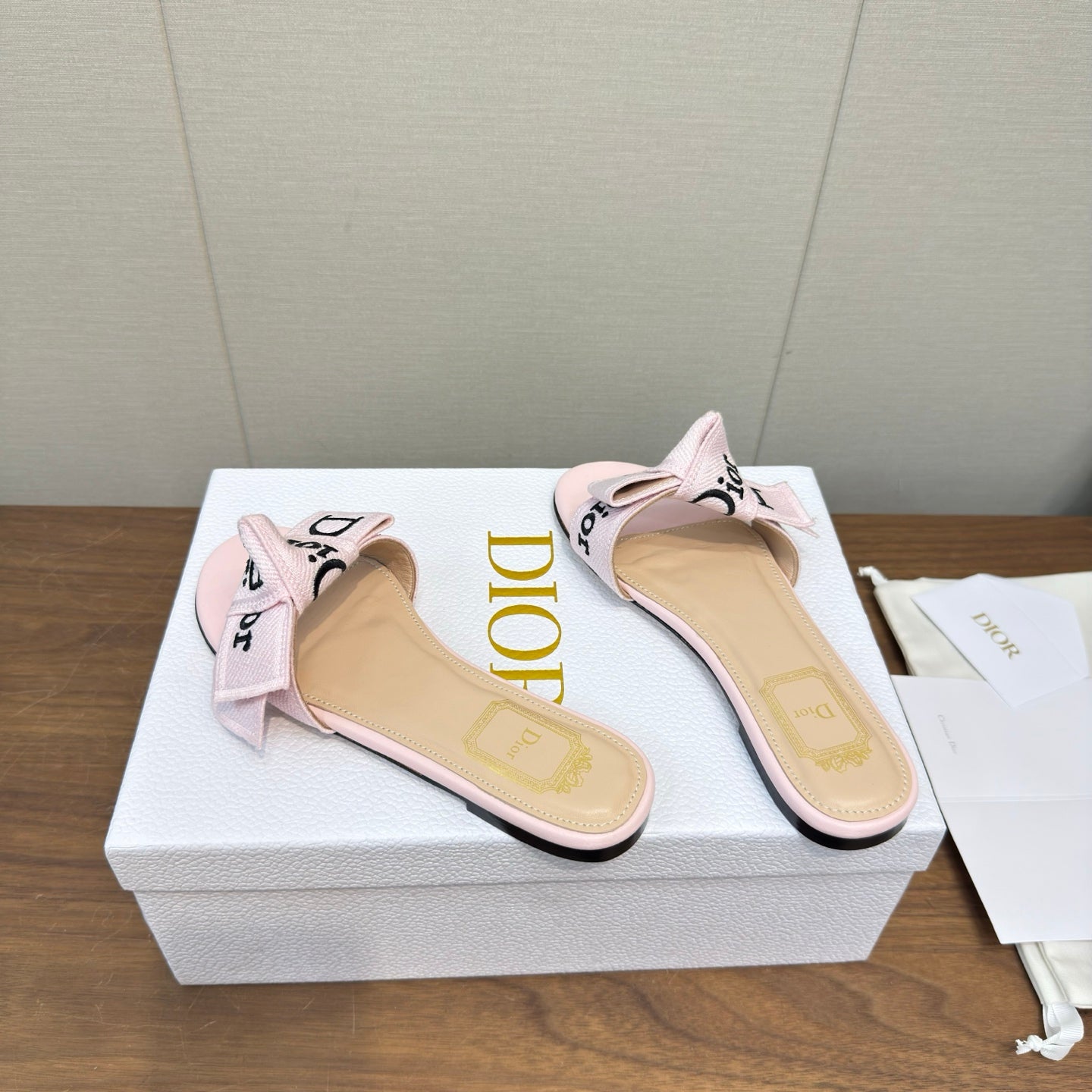 CD 26s J'Adior Slides Light Pink Canvas Lambskin 922458