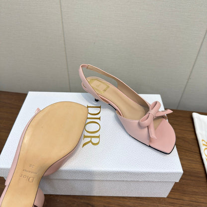 CD 26s Bow Heeled Slingback 3.5cm Light Pink Lambskin 922491