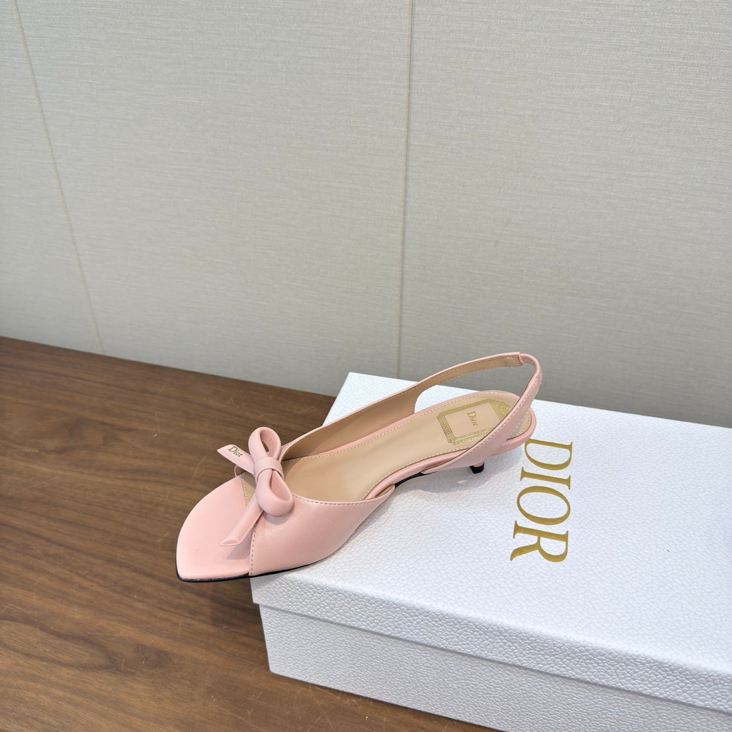 CD 26s Bow Heeled Slingback 3.5cm Light Pink Lambskin 922491