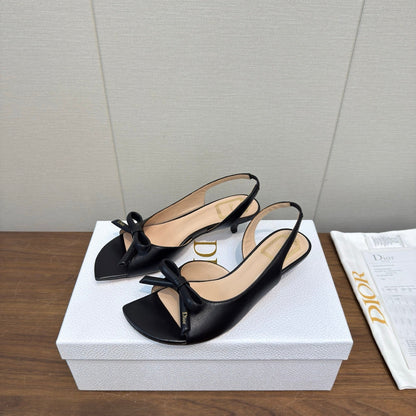 CD 26s Bow Heeled Slingback 3.5cm Black Lambskin 922492
