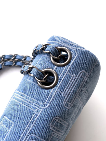 Chanel 2026 Flap Bag 20cm and 25cm Blue Denim Leather