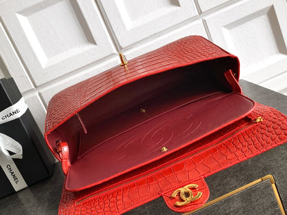 Chanel 2026 Bag 32cm Rich Red Embossed Cowhide
