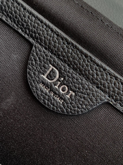 Dior 2026 Heritage Saddle Flap Messenger Bag 23cm Fabric Leather