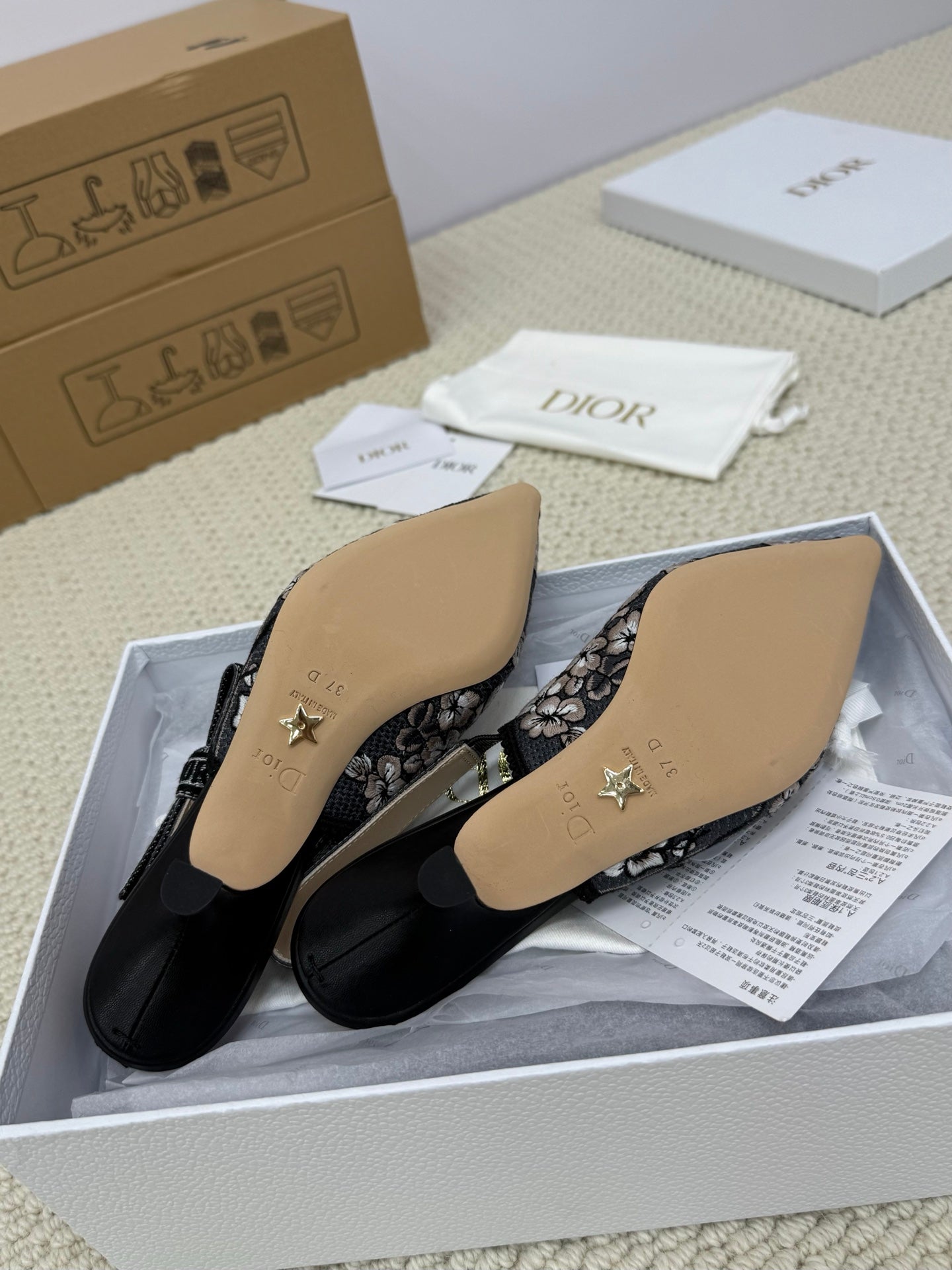 CD High Slingback 65 Mm 25s In Black Fabric And Floral Pattern