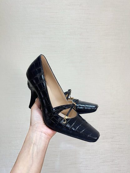 CD Miss Muse Pump Black Crocodile Printed Calfskin 820065