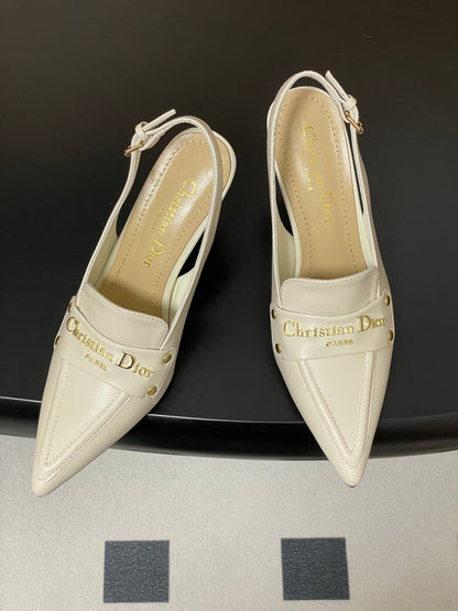 CD Boy Slingback Pump 85mm White Sheepskin 525831