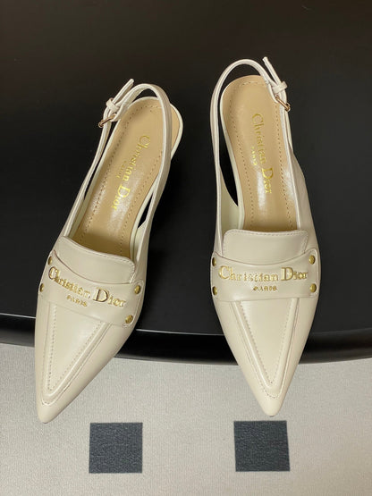 CD Boy Slingback Pump 50mm White Sheepskin 525833