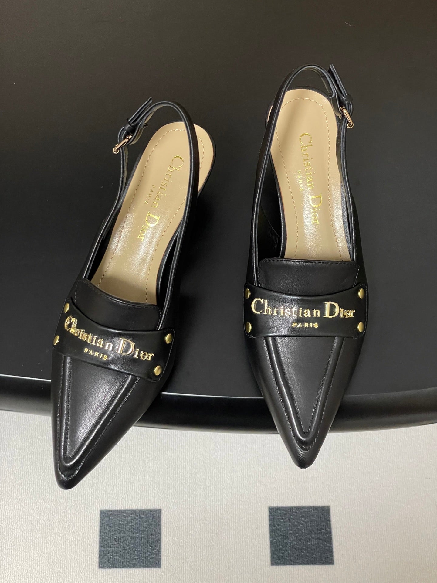 CD Boy Slingback Pump 50mm Black Sheepskin 525834